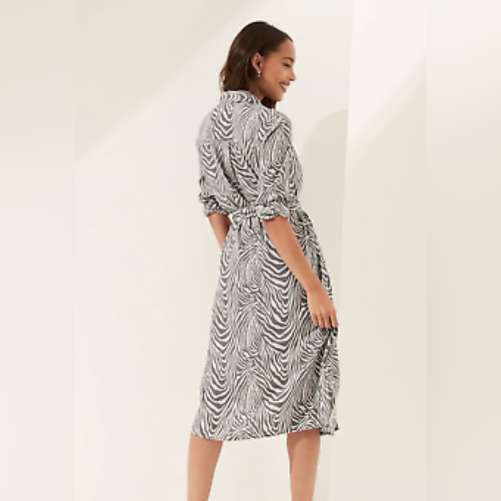 Banana Republic Women’s Summer Zebra Print Midi T Shirt Dress button up size XS - Picture 6 of 12